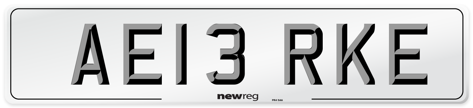AE13 RKE Number Plate from New Reg